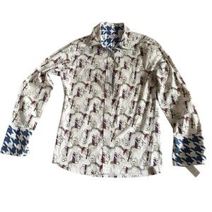 Tizzie Women's Equestrian Patterned Button Down Shirt